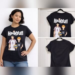 Haiku Black Anime Volleyball Graphic Kids Tee